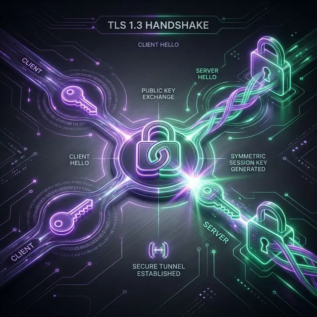 عملية تبادل مفاتيح التشفير في بروتوكول TLS 1.3 لتأمين الاتصال